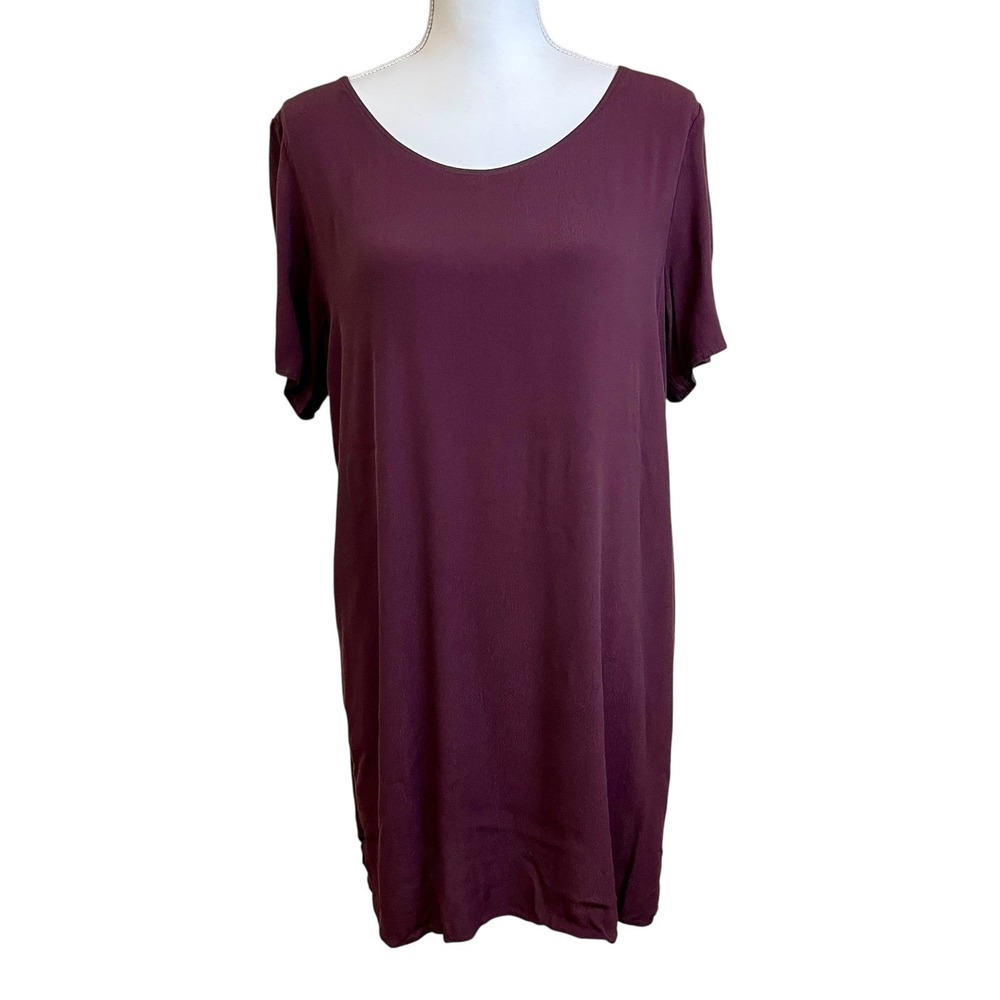 WILFORD FREE Brown Shift Dress‎ Casual Short Sleeve Size L Scoop Neck Fall Trend